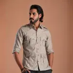 Men's Green Tint Hunting Shirt | Printed Cotton Outdoor Wear | Comfort & Style